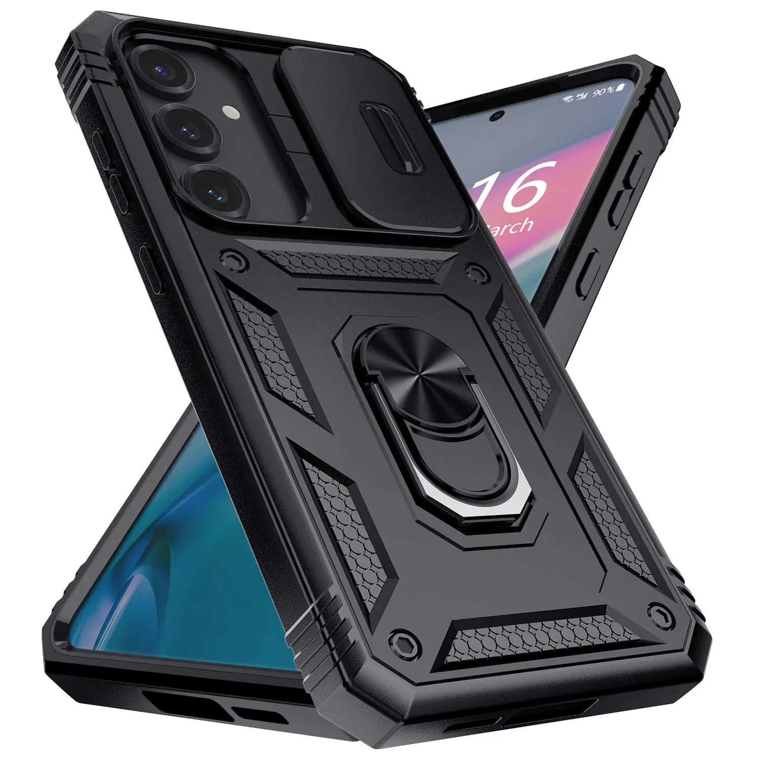 For Samsung Galaxy S25/S25 Plus/S25 Ultra/S25 Edge Case Shockproof Hard Kickstand Cover And 2pcs Tempered Glass Screen Protector