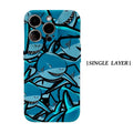 Blue Shark Swarm Phone Case for iPhone 17 16 15 14 13 12 11 X XS XR XSMAX 7 8 Air Pro Max Plus Luxury Double-layer Back Cover