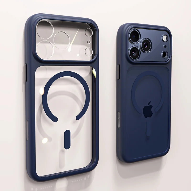 Magnetic Business Simplicity Shockproof Orange Bumper Camera Button Case For iPhone 17 16 15 14 Pro Max Clear Cover For Magsafe