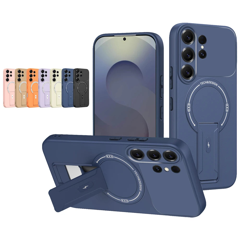 Luxury Magnetic Folding Stand PC Phone Case For Samsung S26 S25 Edge S24 Plus FE S23 S22 Ultra A56 A55 A54 A52 A16 A15 A12 Cover