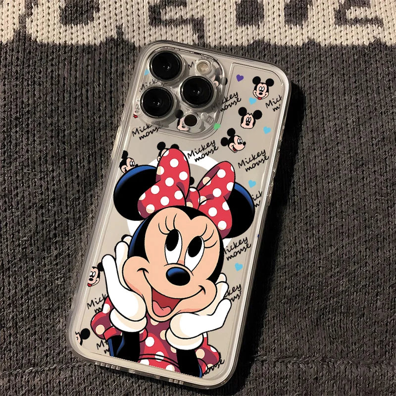 Mickeys Minnies Couple Magnetic Phone Case for Samsung Galaxy S25 S24 S23 S22 S21 S20 FE Edge Plus Ultra 5G Soft Clear TPU Cover