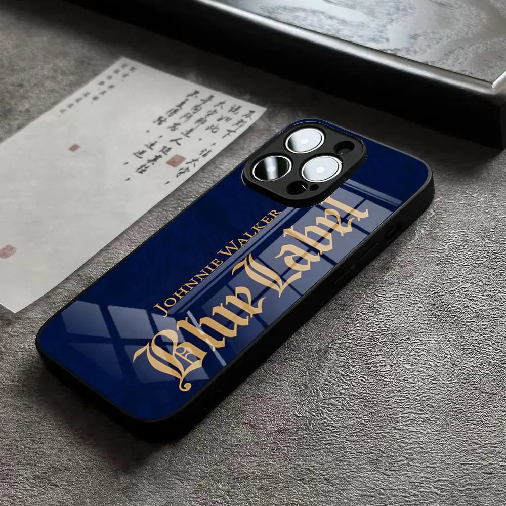 Johnnie Walker Logo Phone Case For IPhone 16 Pro Max 14 17 Air 12 15 11 13 Mini X XR XS Max SE Glass Cover
