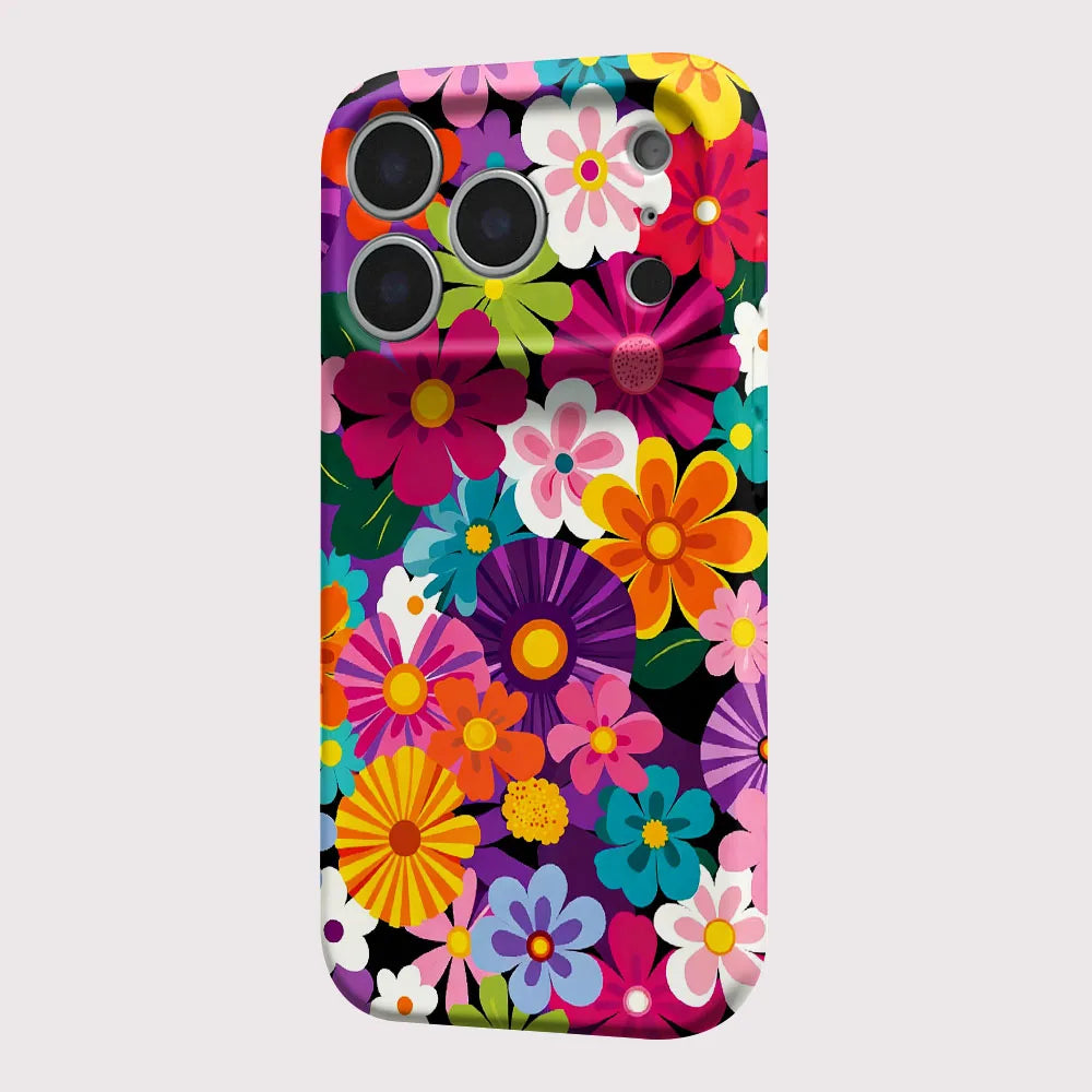 Phone Case For iPhone 17 16 15 14 13 12 11 Pro Max Air 16e 7 8 Plus XS Max X XR Colorful Retro Floral Hard PC Bumper Cover