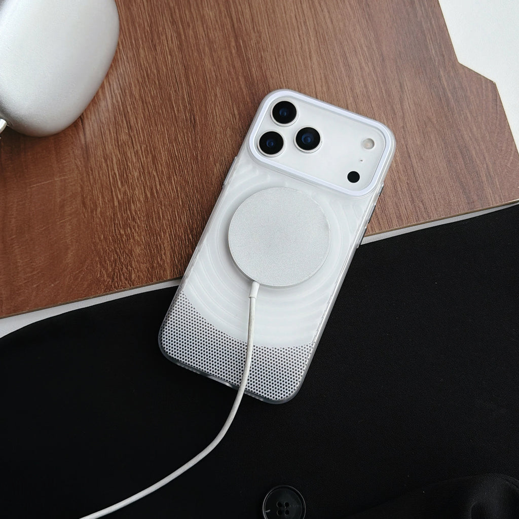 New 3D Metal Button Matte For Magsafe Phone Case For iPhone 15 16 17 Pro Max PC Backplane Shockproof Magnetic Ripple Phone Cover
