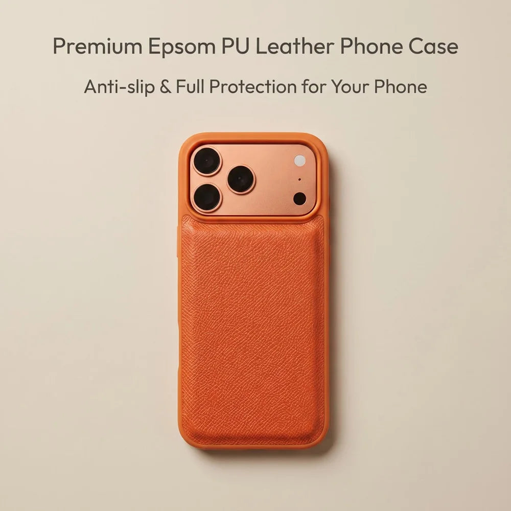 Fashion Elegant Epsom Palm Grain PU Leather Cover For iPhone 18/17/16/15 Pro Max Multi Color Slim Shockproof TPU Frame Case