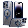 Rotating Folding Stand Clear Magnetic Phone Case For iPhone 12 13 14 15 16 17 Pro Max Swivel Holder TPU Bumper Acrylic Cover