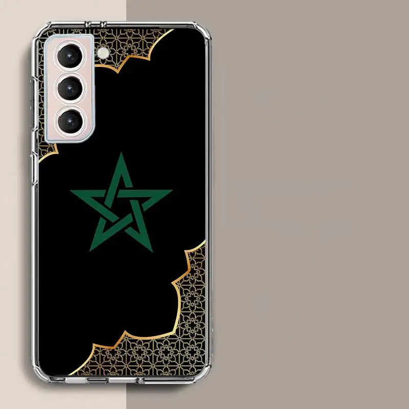 Morocco Flag Soccer Phone Case For Samsung Galaxy S25 Edge S24 S23 FE S21 S20 Plus S22 S26 Ultra Cover Clear Cases TPU Capa Shel