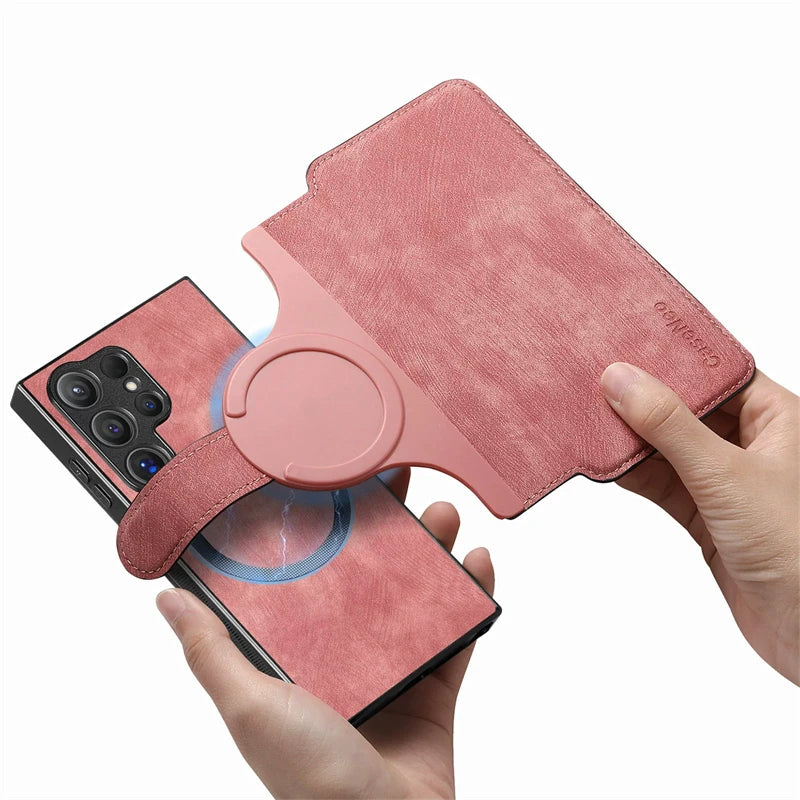 2 in 1 Magnetic Flip Leather Case for Samsung Galaxy S25 Edge S24 Ultra S23 S22 Plus S21 Fe S25Edge Magsafe Card Wallet Cover