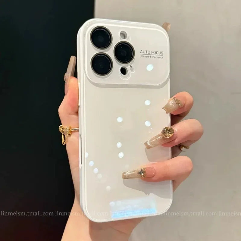 Luxury Hard Tempered Glass Glossy Case For iPhone 17 Pro Max 16 15 14 13 12 11 Plus Candy Shockproof Soft Lens Protection Cover