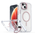 Luxury Transparent MagSafe Phone Case for iPhone 15 16 Pro Max 15 13 14 12 11 Wireless Charging Lens metal bracket Bumper Cover