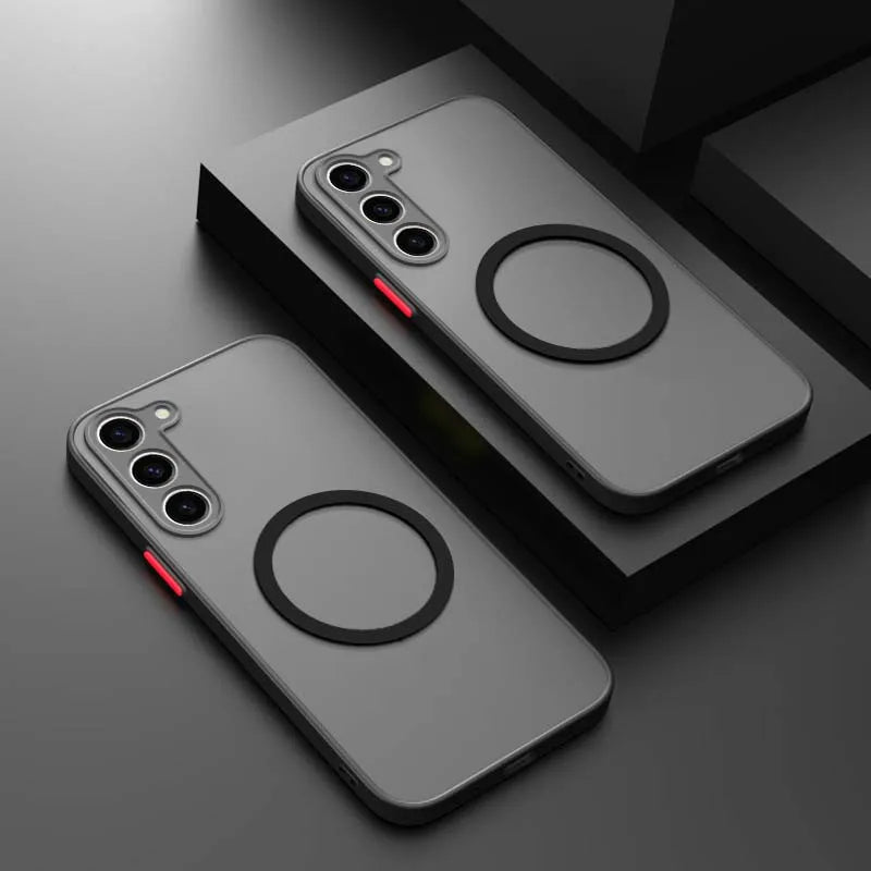 Magnetic Matte Translucent Armor Shockproof Case For Samsung Galaxy S22 S23 S24 S25 Ultra Plus S20 S21 FE Magsafe Charge Cover