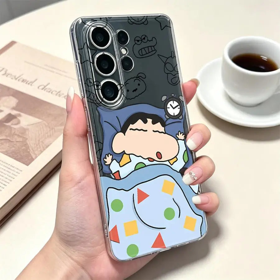 Shin-ChanS Cute Case for Samsung Galaxy S26 S25 Edge Note 20 Ultra 10 S23 Ultra S21 S22 FE S24 S20 Plus Phone Cover