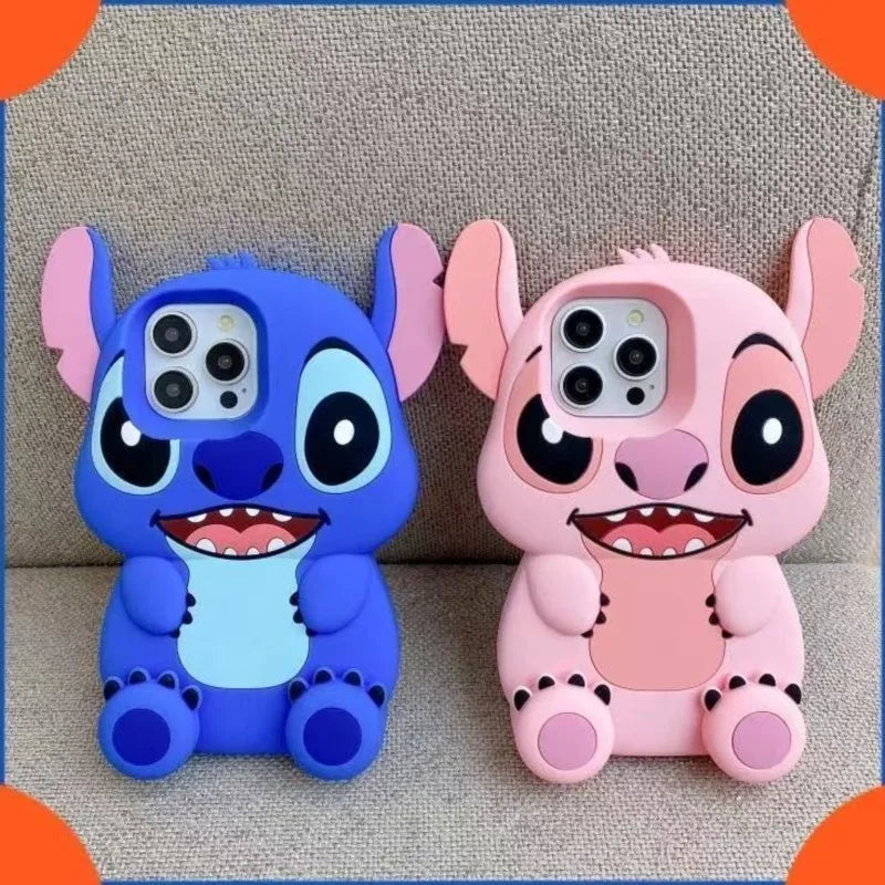 Disney Cute 3D Cartoon Big Ears Stitch Silicone Phone Case Suitable for iPhone 16 15 14 13 12 11 Pro Max Plus XR XSMAX 7 8 Plus
