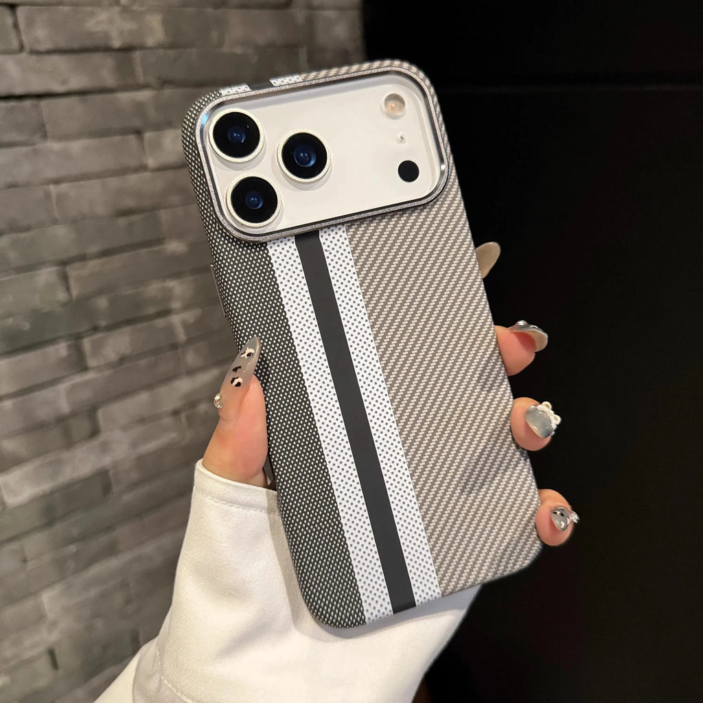 Carbon Fiber Magnetic Magnets Phone Case for iPhone 17 16 15 Pro Max Wireless Charging Back Cover Alloy Camera Protective Shell