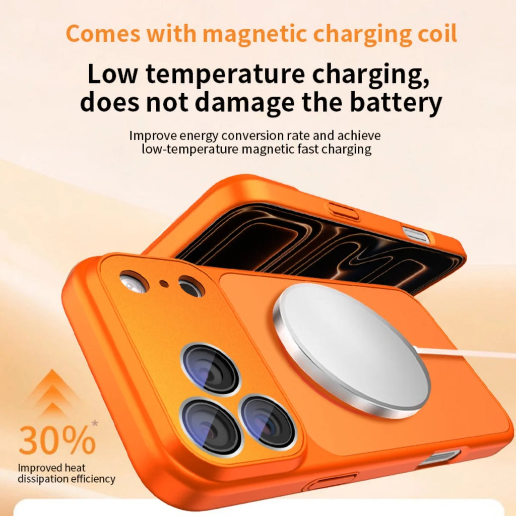 Original Nano Matte Lens protection Case For iPhone 17 Air 16 15 14 13 Pro Max Magnetic Funda For Magsafe Wireless Charger Cover