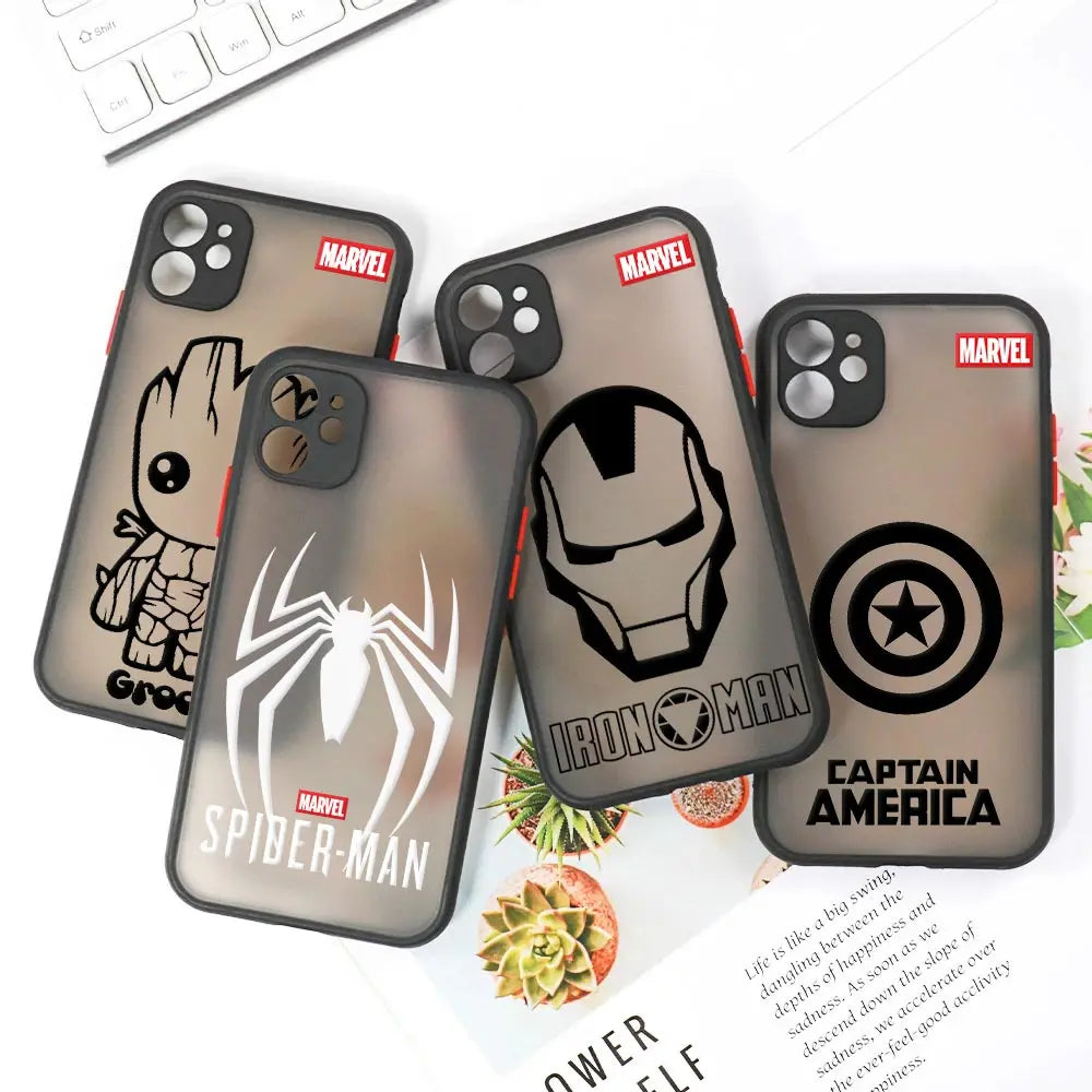Spiderman Ironman Logo Marvel Translucent Case For iPhone 17E 17 16 16E 15 14 13 12 11 Pro Max 17 Air 7 8 Plus XR XS Armor Cover