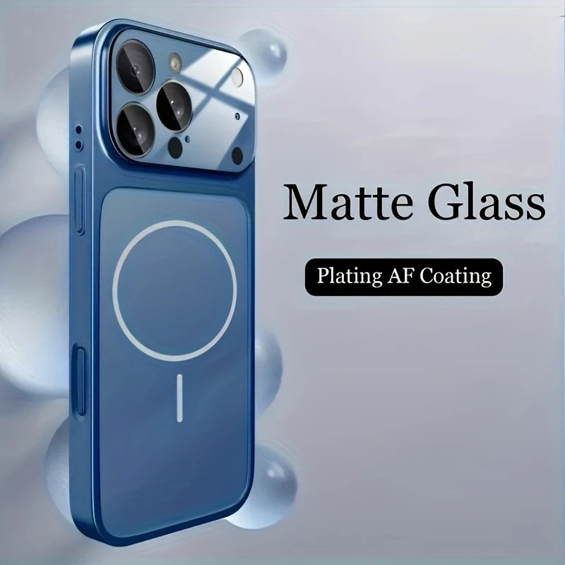 Luxurious solid color frosted glass mirror frame with high aesthetic appealPCHard back coveriPhone 17 16 15 14 13 Pro Max 17AirT