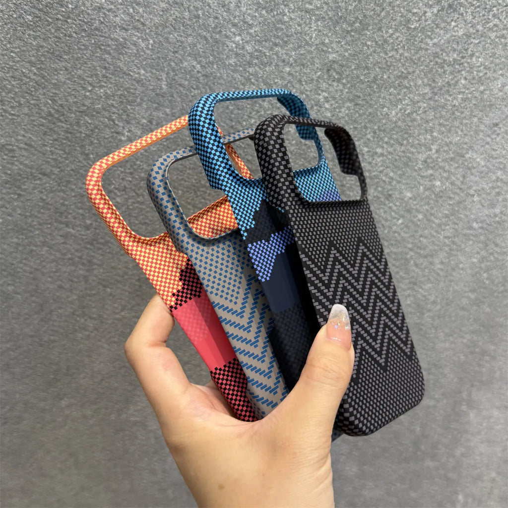 For Magsafe Frameless Carbon Fiber Texture PC Phone Case For iPhone 17 Air 16 Plus 15 14 13 12 17 Pro Max Wireless Charge Cover