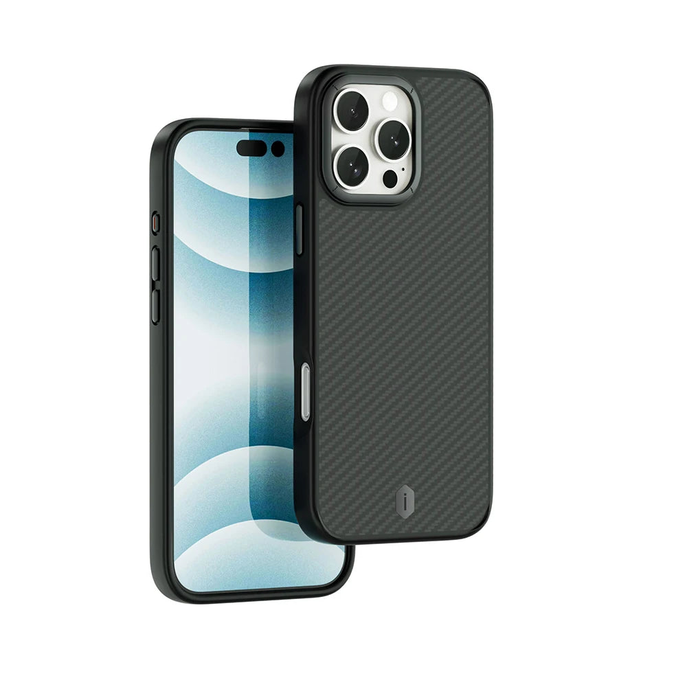 WiWU Kevlar Mobile Phone Case for iPhone 17 Pro Max TPU Frame Anti-fingerprint Case for iPhone 16 Pro N52 Magnetic Attached