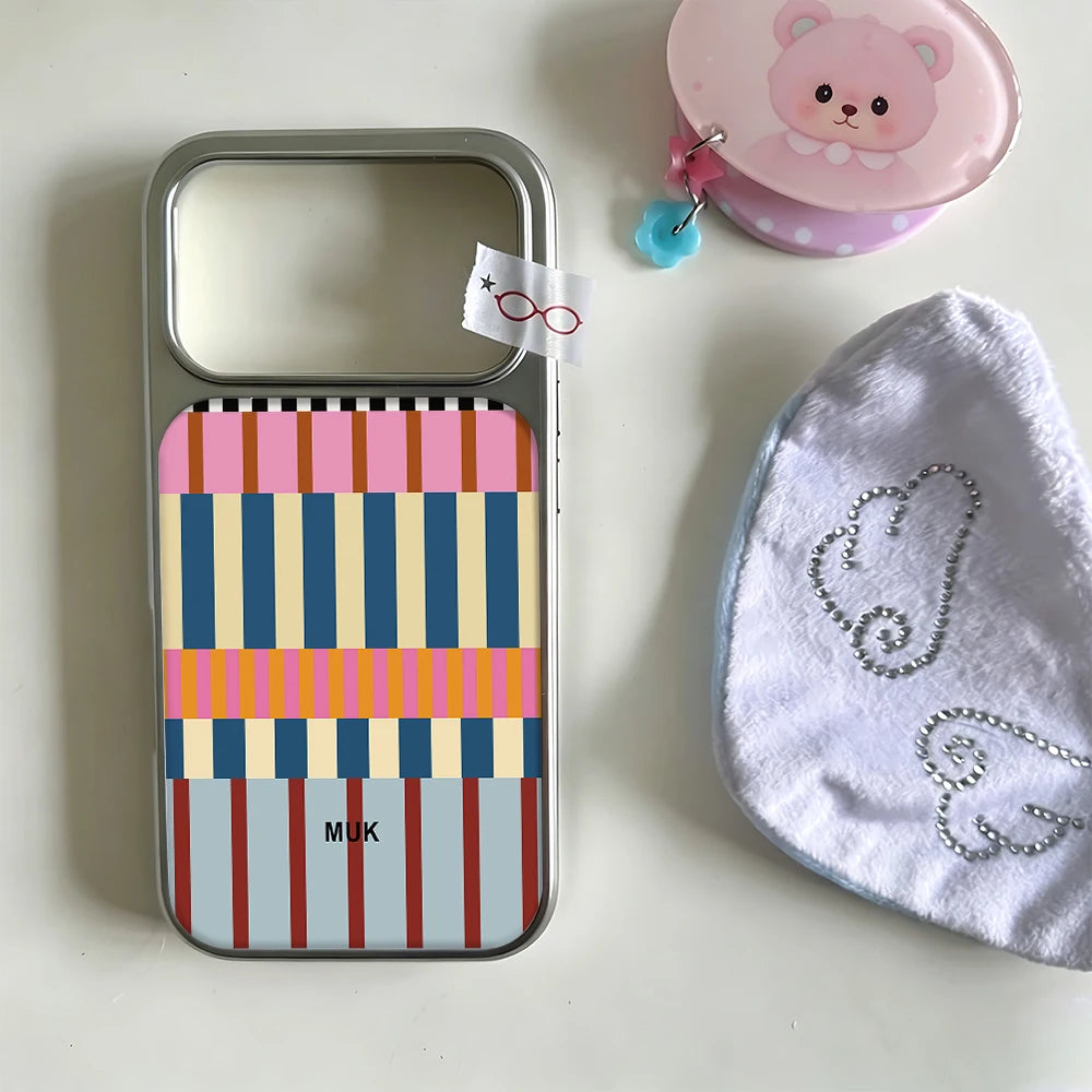 Clmj Block Stripe Print Phone Case for iPhone 17 16 15 14 13 12 11 Air Pro Max Plus Luxury Clear Soft Back Cover