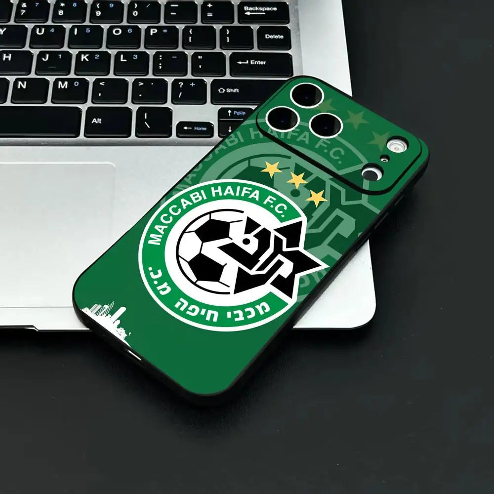 Flag M-Maccabi H-Haifa Phone Case For IPhone 17 16 15 14 13 12 11 Pro Max Plus Mini Black Frosted Soft Shell Funda