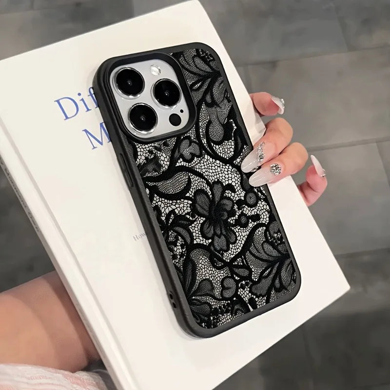 New Style Lace Patterned Lychee Textured TPU Phone Case For iPhone 17 16 15 14 Pro Max 13 12 11 XS X XR 16 Plus 16E 17 Air Cover