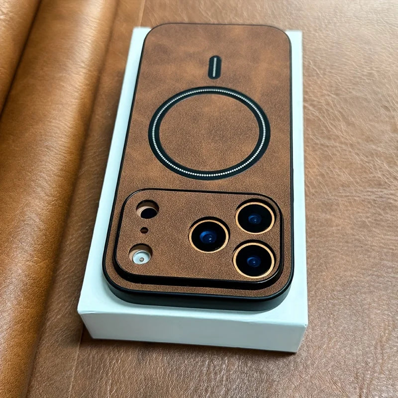 Advanced magnetic wireless charging phone case suitable foriPhone 17、16、15、14、13、12 Pro Max Features a stylish retro faux sheeps