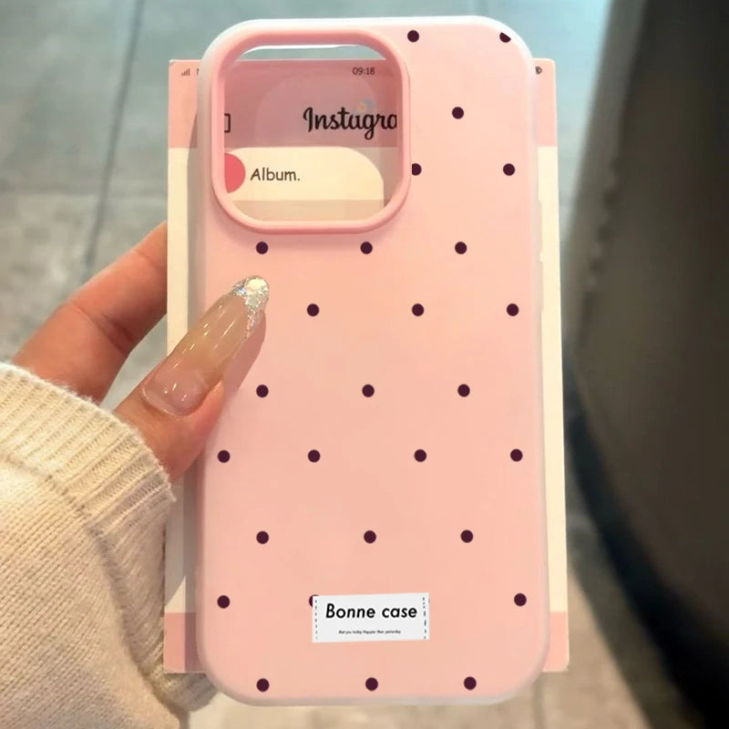 Cute White Polka Dots Design 2-in-1 Phone Case For Samsung Galaxy A56 A36 A16 A06 A54 S26 S25 FE S24 S23 S22 Ultra Plus Cover