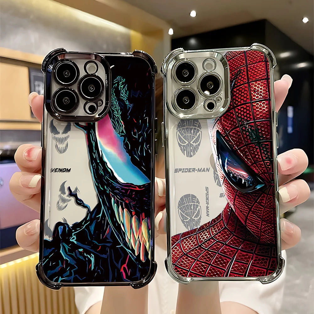Cool Spiders Mans Venoms Plating Phone Case For Google Pixel 10a 10 9 8 7 9a 8a 7a Pro XL 5G Anti Fall Airbag