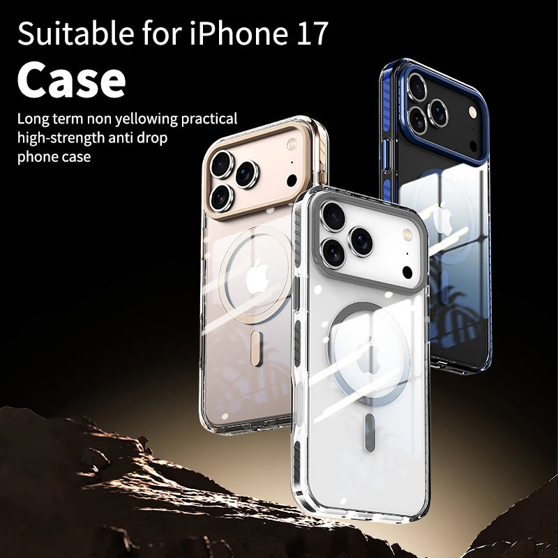 Luxury Magnetic Colorful Border Case for iPhone 17 Air 16 Pro Max 15 14 Plus 13 12 For Magsafe Wireless Charge Shockproof Cover