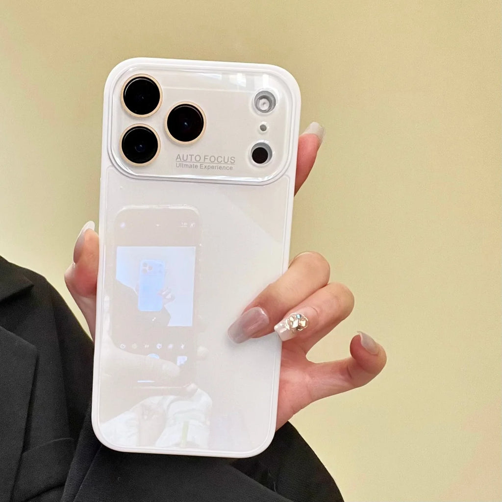Luxury Tempered Glass Backplane Phone Case For iPhone 17 Air 16 15 14 13 12 11 Pro Max Plus Large Window Camera Protect Cover