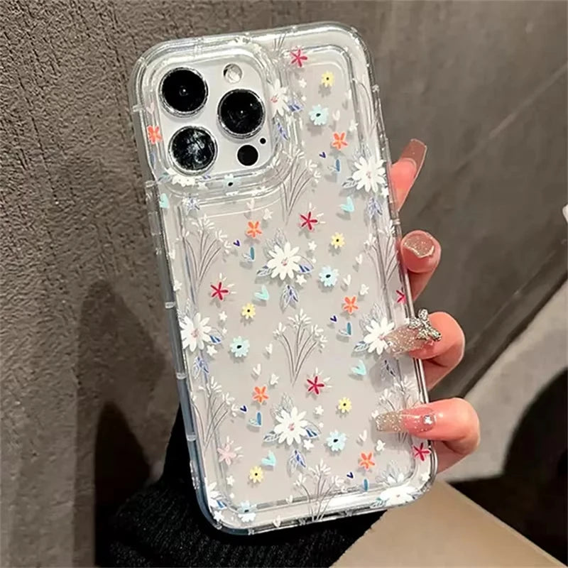 Cute Retro Cartoon Eyes Mushroom Floral Print Clear Phone Case For iPhone 17 16 15 14 13 12 11 Pro Max Cell Phone Funda