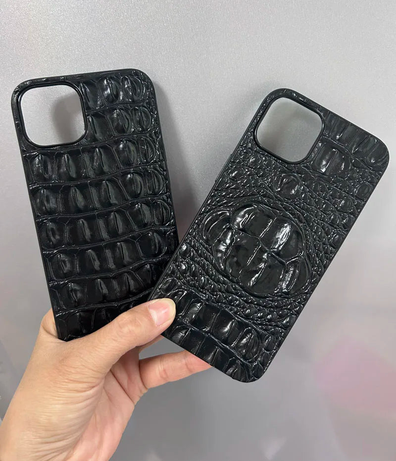 For iphone 14 pro case Cowhide Leather 3D Crocodile Case for iPhone 16 Plus 15 14 13 12 Pro Max 11 X XR coque funda