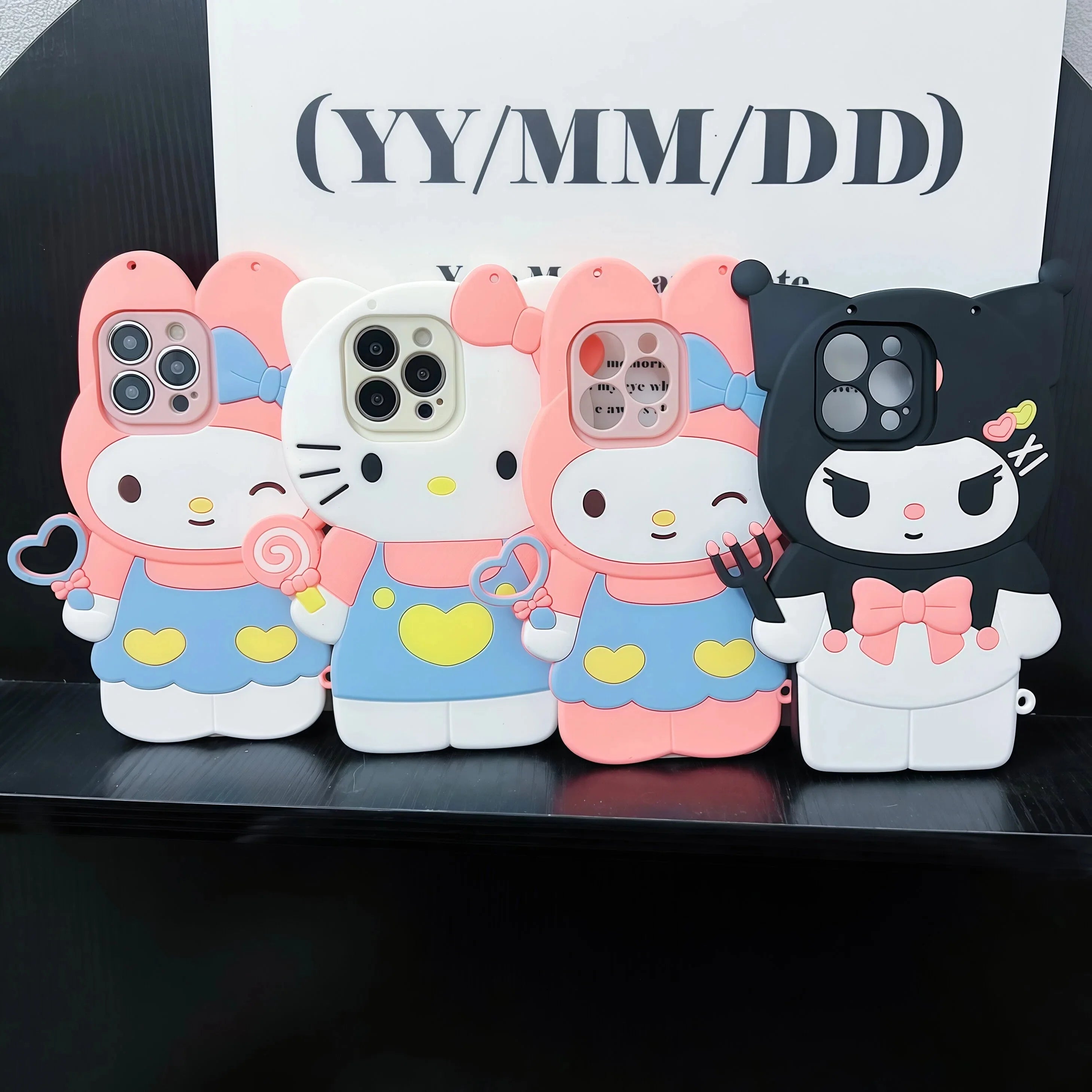 Cartoon 3D Hello Kitty Kuromi Melody Phone Case For iPhone 17 16 15 14 13 12 11 Pro Max Plus 16e 6 7 8 Plus Silicone Back Cover