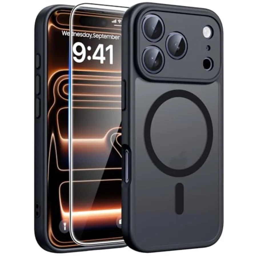 for iPhone 17 Pro Max Case: [Compatible with Magsafe] Translucent Matte Cases with [Full Camera Protection] [Screen Protector]