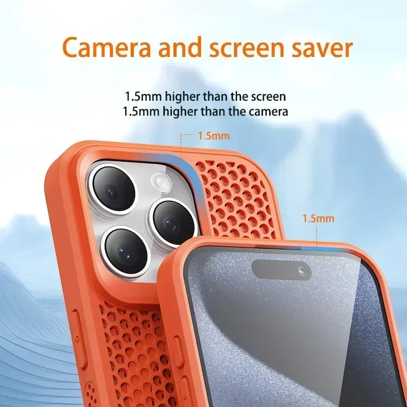 Cooling Heat Dissipation Magnetic Phone Case For iPhone 17 16 15 14 13 12 11 Pro Max Plus Breathable Hard Back Cover For Magsafe