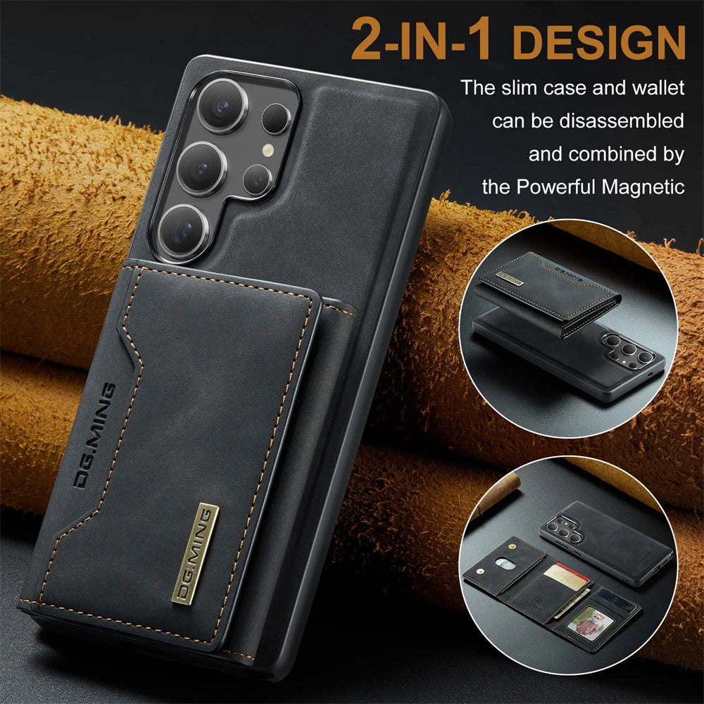 2 in 1 Detachable Magnetic Card Pocket Wallet Leather Case for Samsung Galaxy S26 S25 Ultra S23 S24 S22 Plus Note 20 Cover Shell