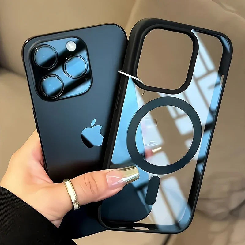 Transparent For Magsafe Magnetic Case For iPhone 16 17 Air 16e 15 14 Plus 13 12 11 Pro Max Wireless Charging  Hard Protect Cover