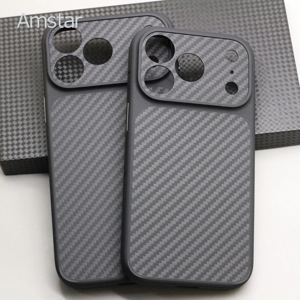 Carbon Fiber Magnetic Case TPU Soft Frame for iPhone 17 Pro Max / 17 Pro Kevlar Aramid Fiber Anti-fall Magnetic Case