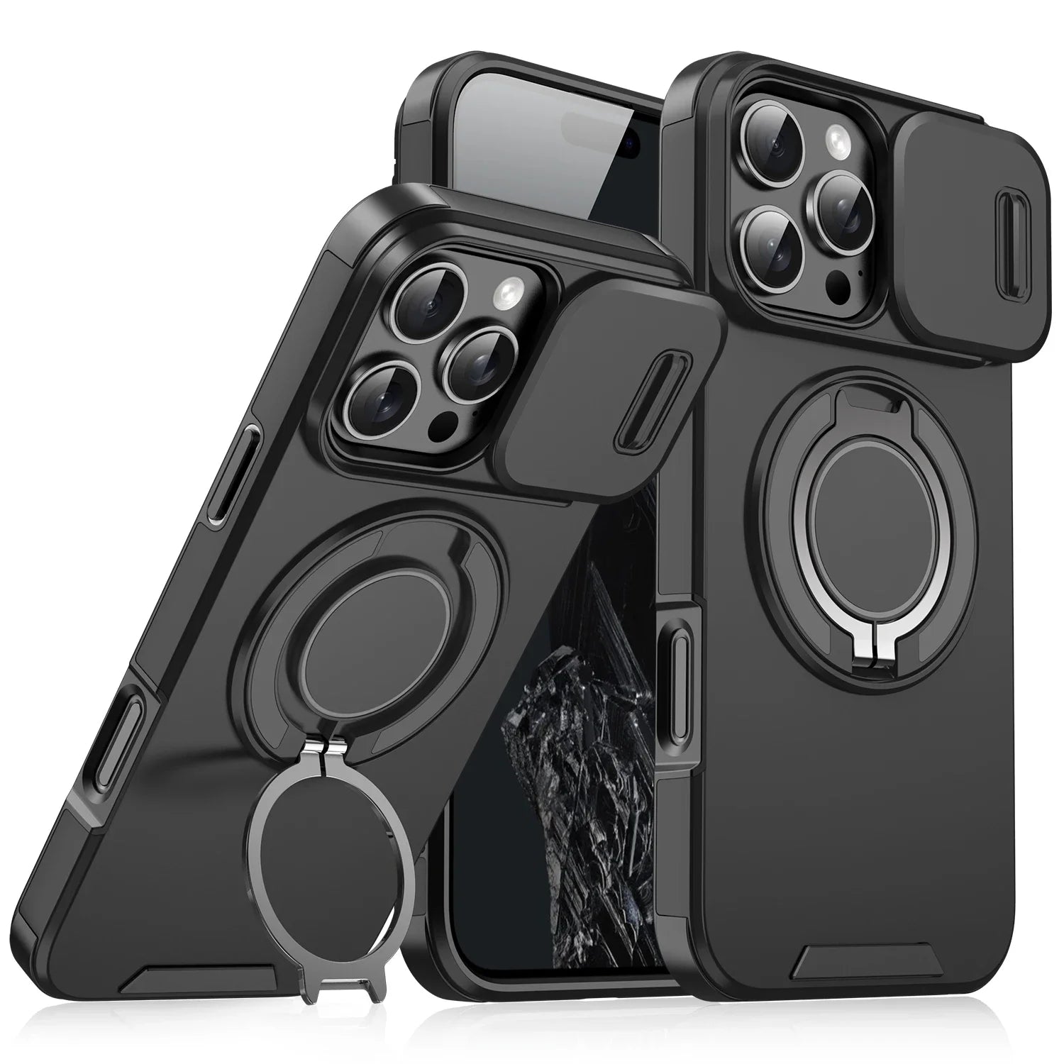 Luxury For Magsafe Magnetic Wireless Charge Armor Case For iPhone 17 Air 16 15 14 13 12 11 Pro Max Slide Camera Protection Cover