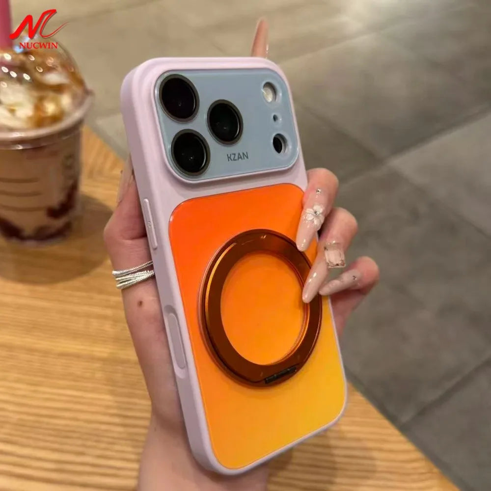 Liquid PC Contrast Color Gradient Bracket for Masgafe Case for iPhone 17 Pro 16 15 14 13 Pro Max for Magnetic Stand Holder Cover