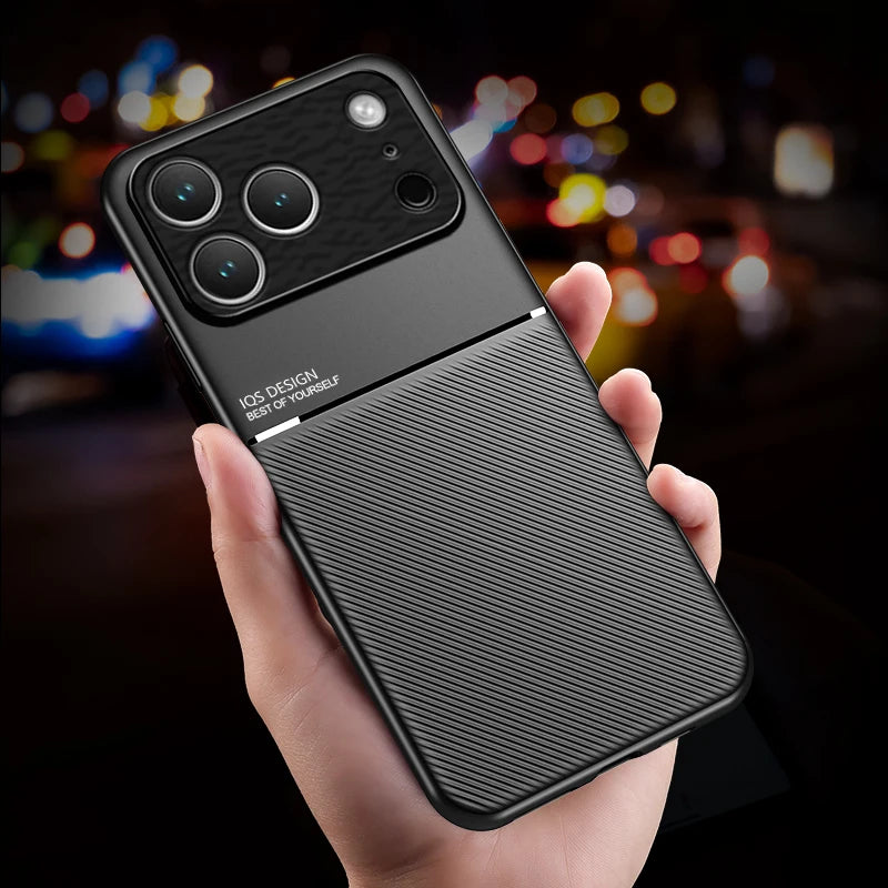 Slim Non-Slip Portective Case For iPhone 17 Air 16 15 14 Plus 13 12 11 17 Pro Max With Metal Plate Magnetic Car Holder Cover
