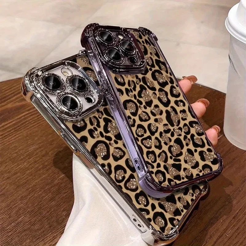 Luxury Personality Leopard Print Plating Phone Case For Samsung A37 A57 A07 A36 A16 A06 A35 A55 A25 A26 A05s A15 A54 A34 A24 A14