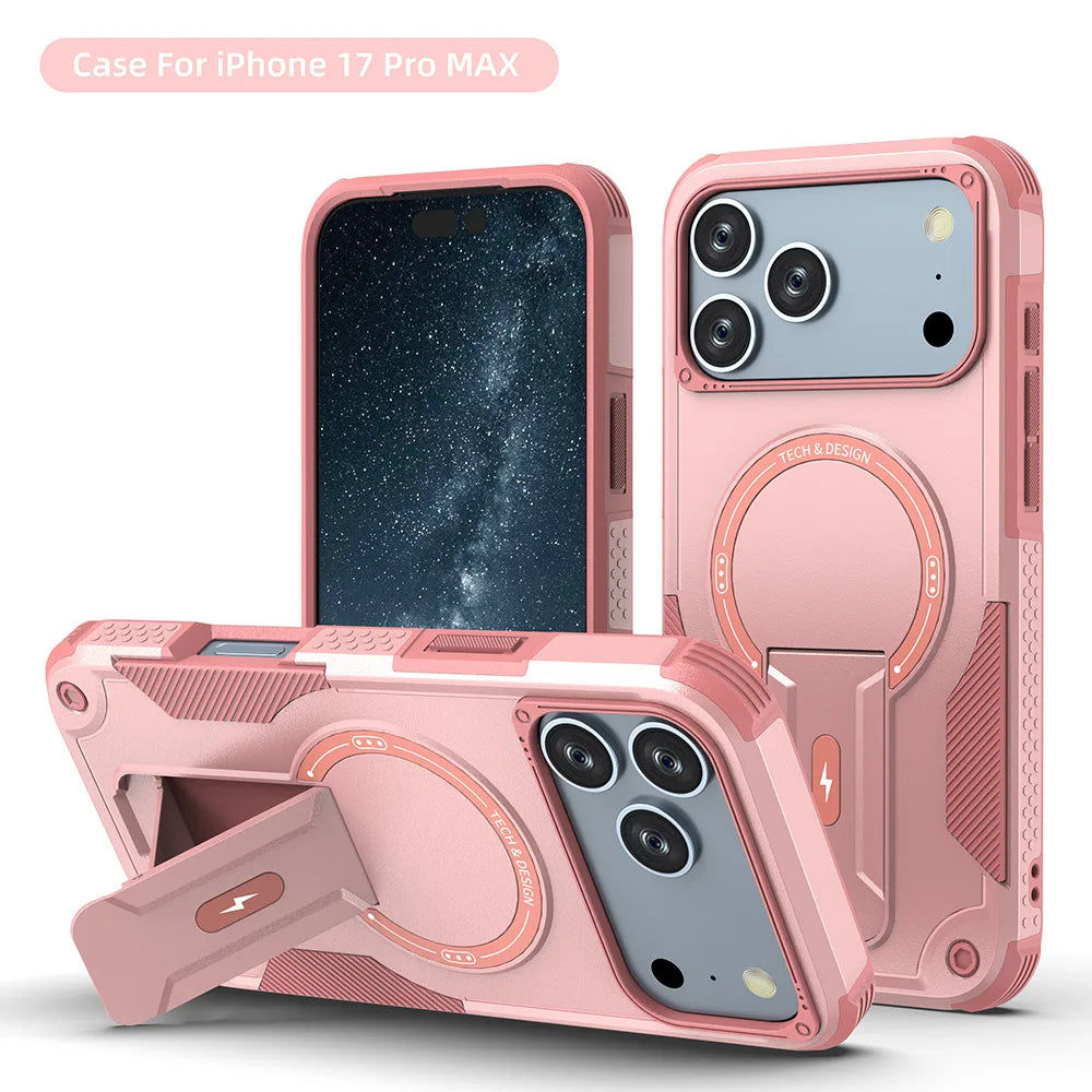 Armour Invisible Bracket For Magsafe Case For iPhone 17 Pro Max Magnetic Wireless Charge Stand Holder Coque  Cover