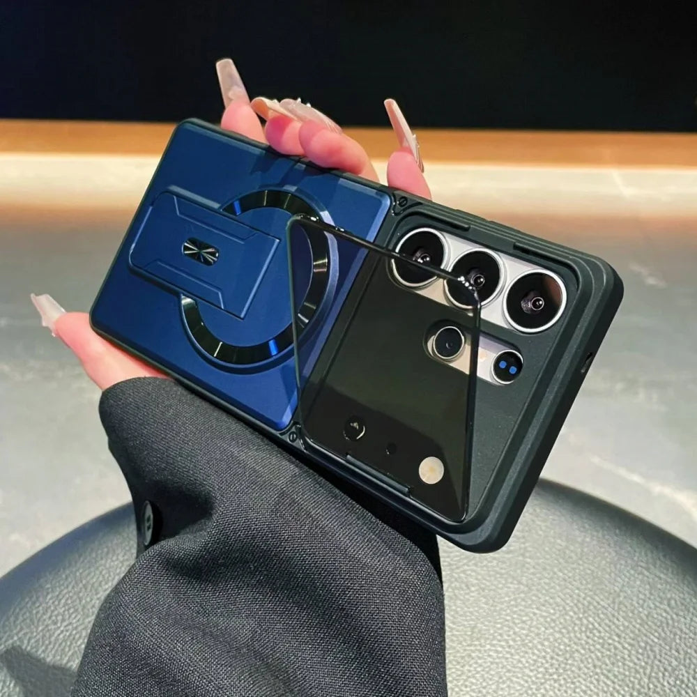 Full Lens Protection Fold Stand Magnetic Phone Case For Samsung Galaxy S26 S25 S24 S23 Ultra A57 A56 A37 A36 For Magsafe Cover