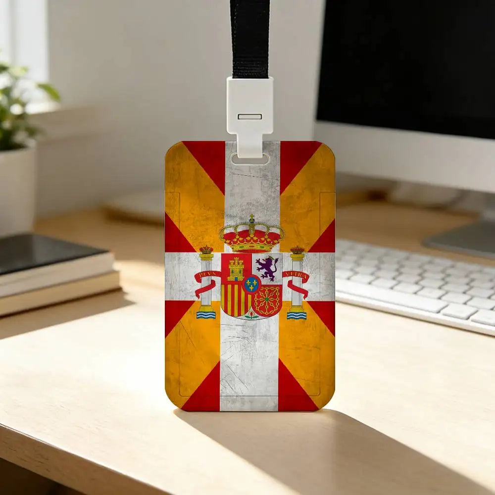 Spain Flag Card Holder Student Campus Meal Cards Public Transport Subway Cardcase