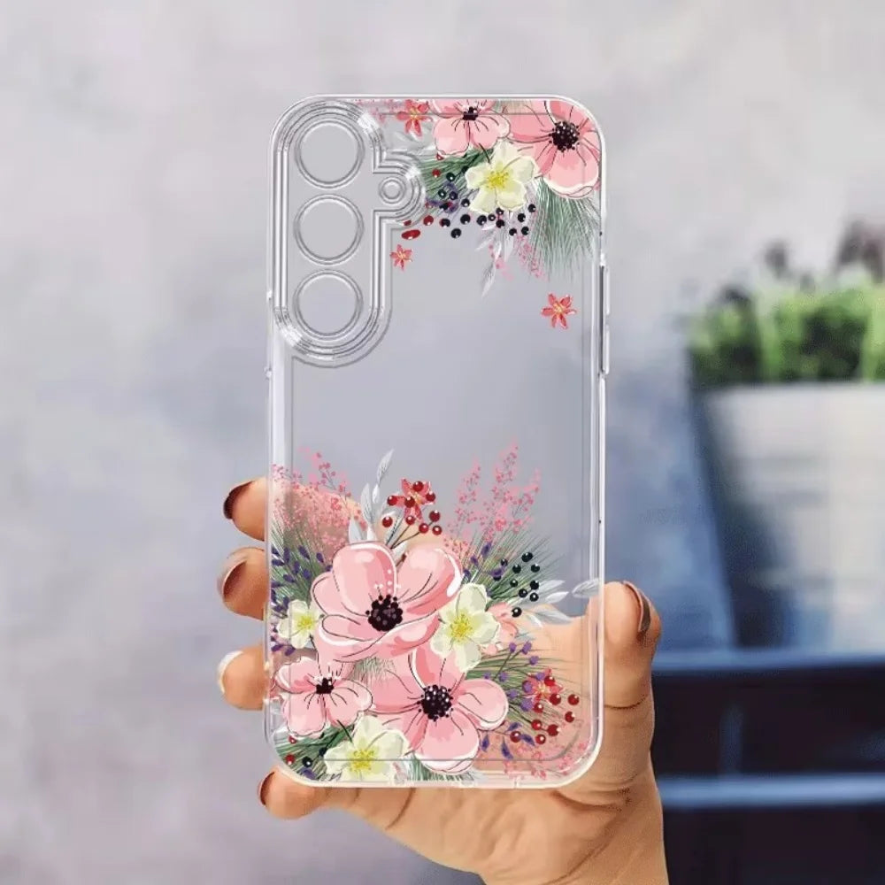 Fashion Floral Pattern Silicone Phone Case For Samsung Galaxy A73 A72 A71 A70 A56 A55 A54 A53 A52 A51 A50 A42 A36 S 4G 5G Cover