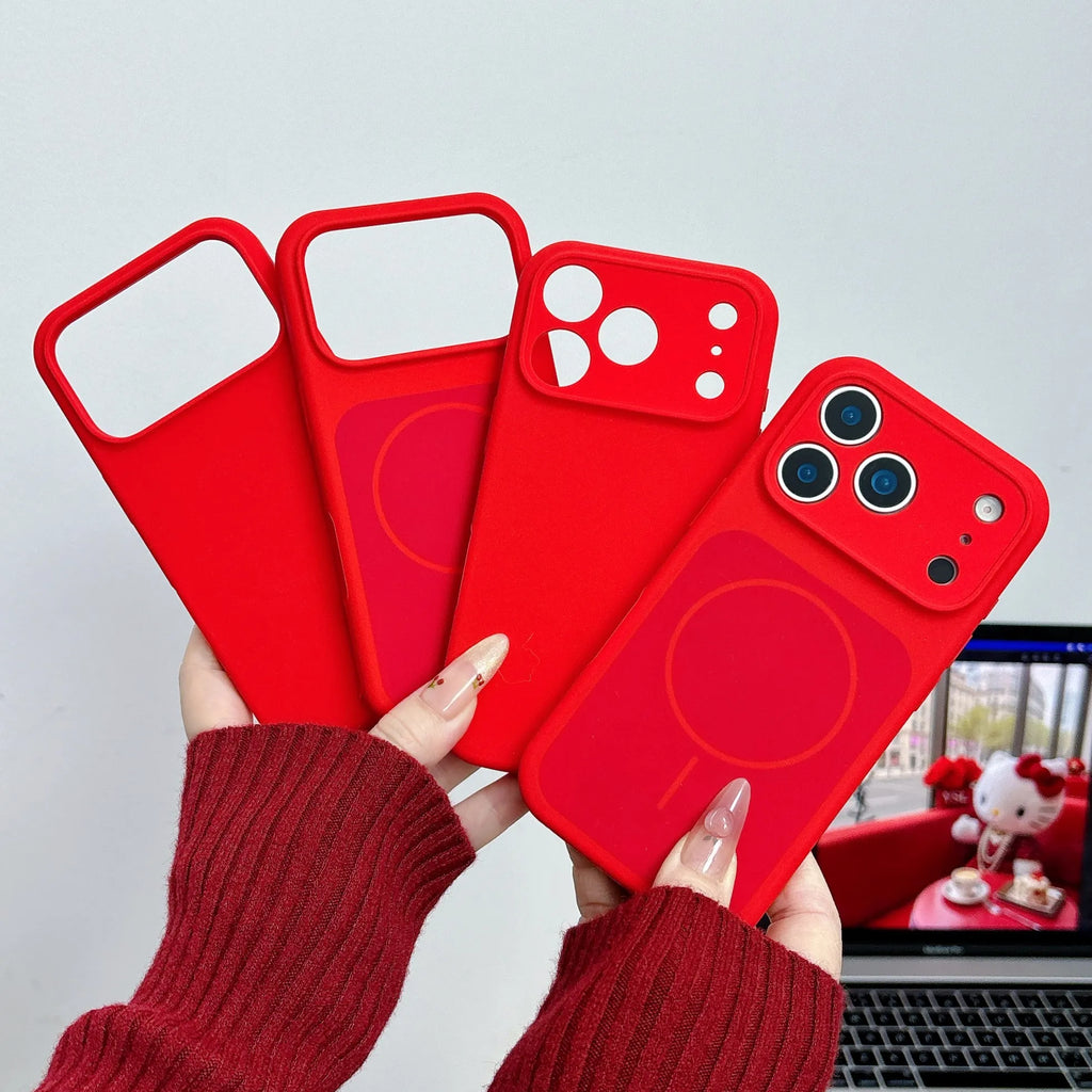 Original Silicone Bright Lucky Color Case for Apple iPhone 17 Air 16 15 14 13 Pro Max Plus Magnetic Wireless Charging Soft Cover