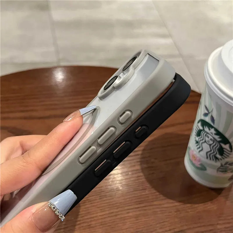 Luxury For Magsafe Transparent Case For iPhone 11 12 13 14 15 16 17 Pro Max Mini Plus Magnetic Wireless Charge Bumper Case Cover
