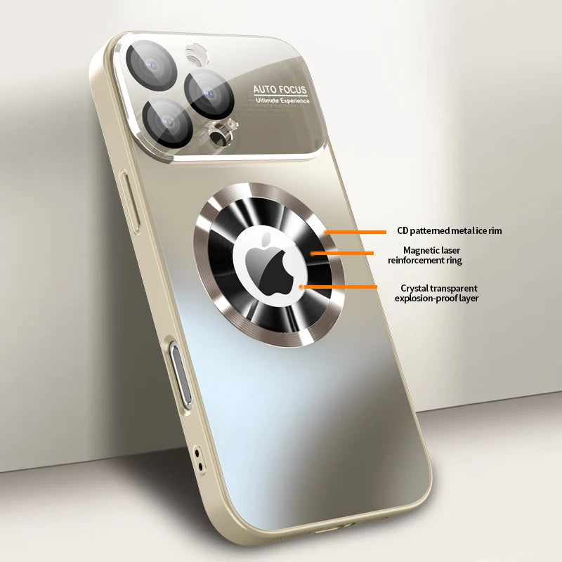 Luxury Glass Camera For Magesafe Magnetic Wireless Charge Case For iPhone 17 15 14 13 12 11 16 Pro Max Air Plus Shockproof Cover